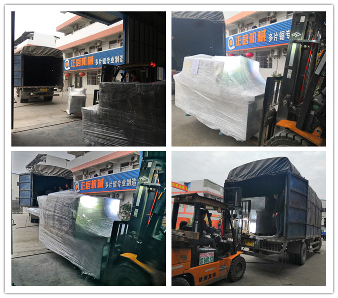 2018年12月發(fā)往廣西省梧州岑溪市--ZQ250型雙排鏈原木多片鋸、ZQ100型方木多片鋸、清邊機